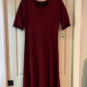 Taylor Burgundy and Black Midi Dress